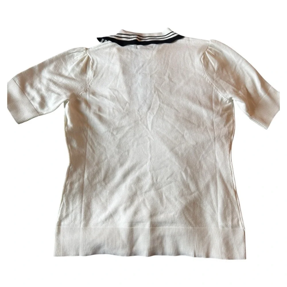 White Collared Shirt with Black Accents